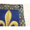 Housse de coussin velours tapisserie lys or, fond bordeaux ou bleu