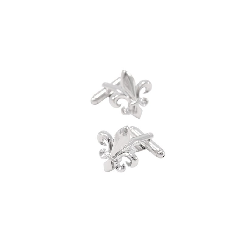 Paire de boutons de manchette fleurs de lys argent