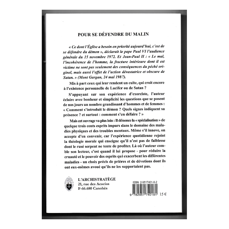 LIVRE : POUR SE DÉFENDRE DU MALIN