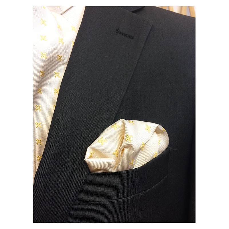 Pochette de veste en soie assortie à la cravate fleurs de lys