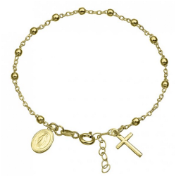 Bracelet argent croix médaille doré