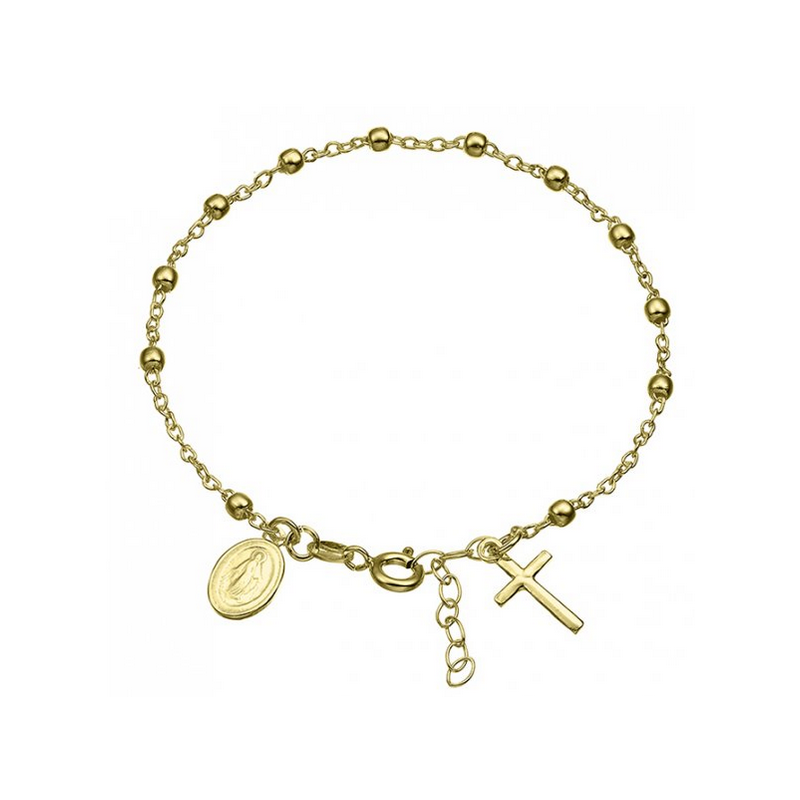 Bracelet argent croix médaille doré