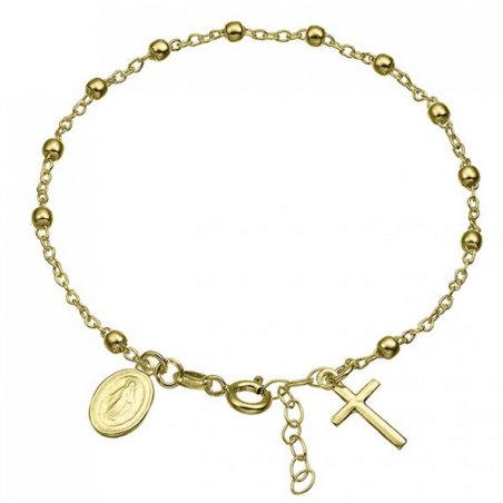 Bracelet argent croix médaille doré