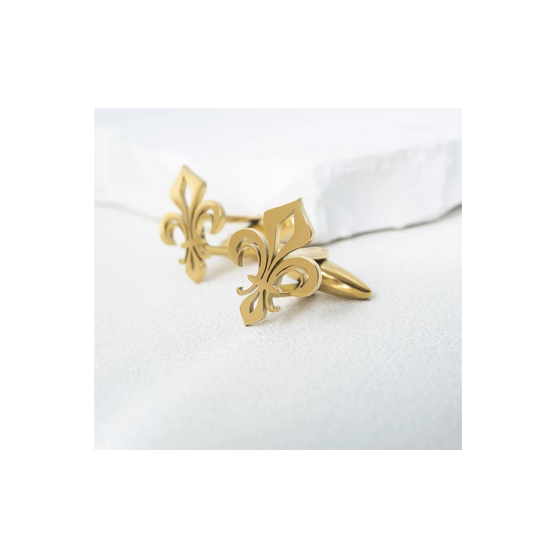 Boutons de manchettes fleur de lys or ciselés