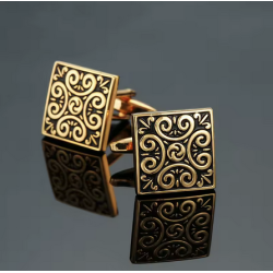Boutons de manchettes carrés dorés
