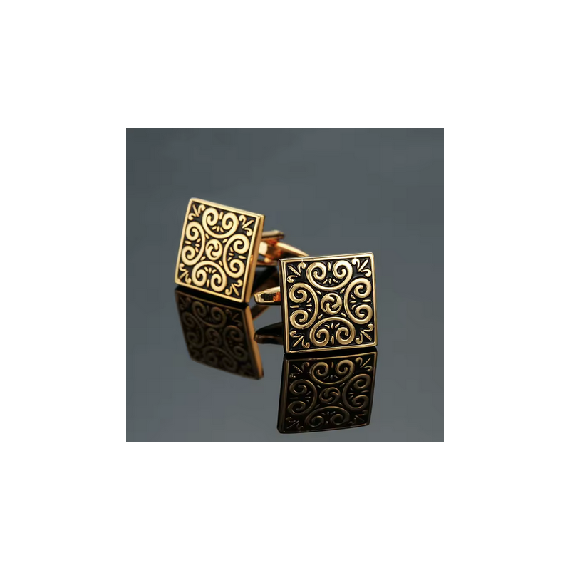 Boutons de manchettes carrés dorés
