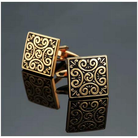 Boutons de manchettes carrés dorés
