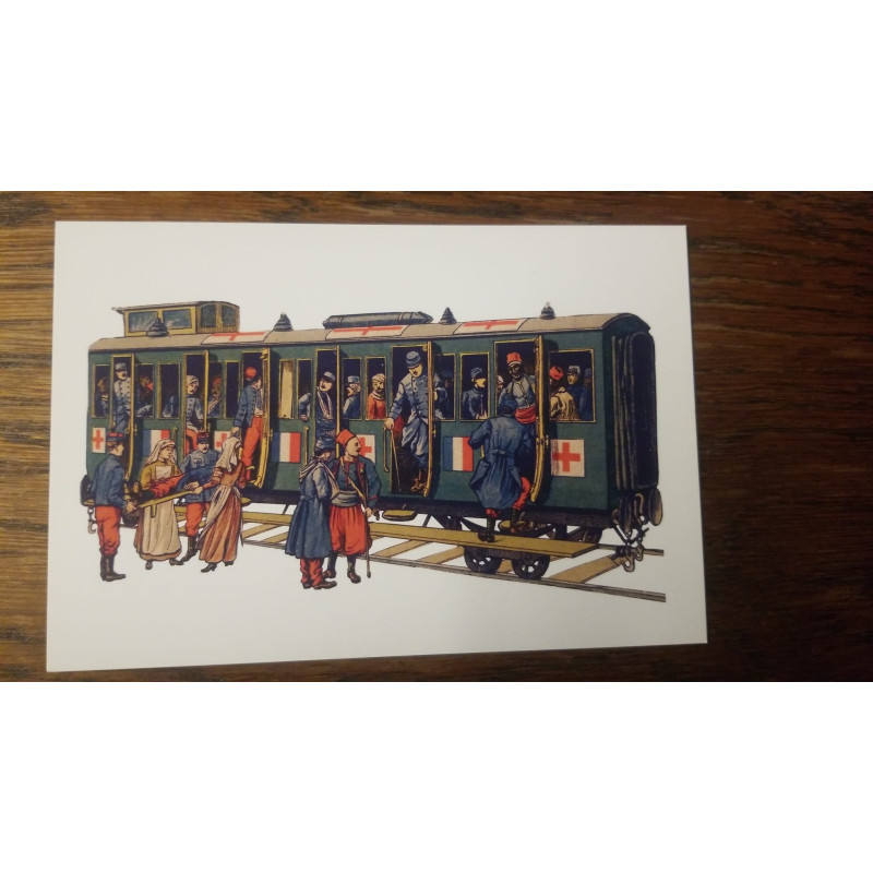 Carte postale wagon sanitaire : guerre de 14/18