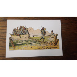 Carte postale infanterie coloniale, le débarquement : guerre de 14/18