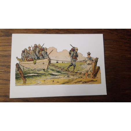 Carte postale infanterie coloniale, le débarquement : guerre de 14/18