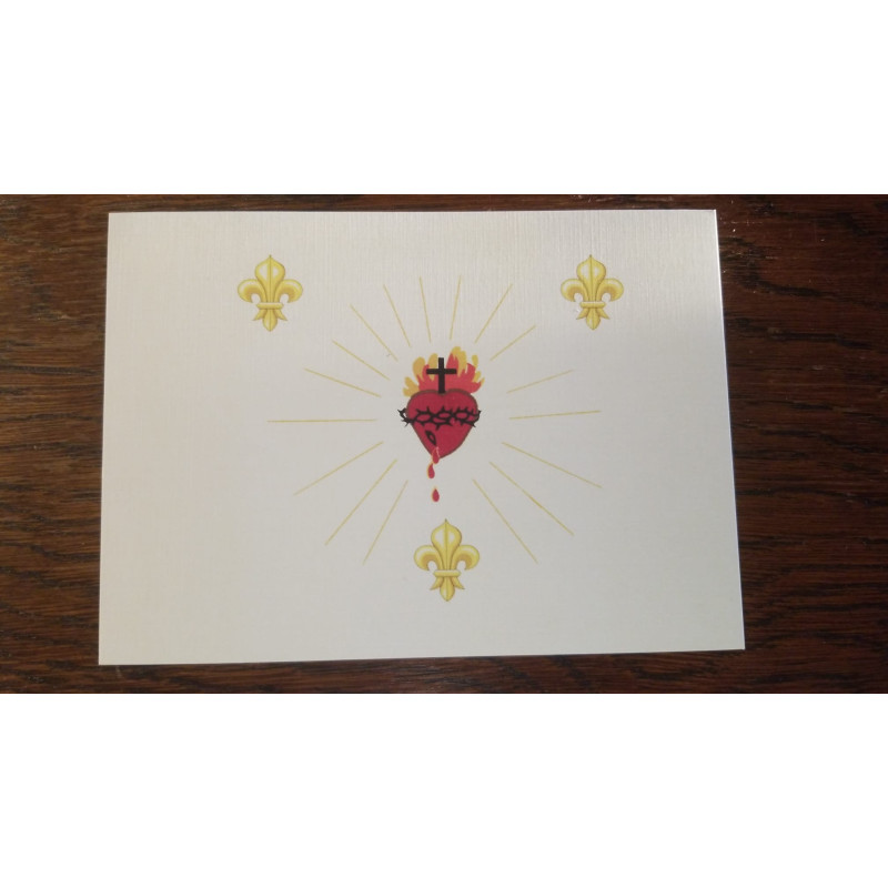 Carte postale Sacré-Coeur sur les lys de France.