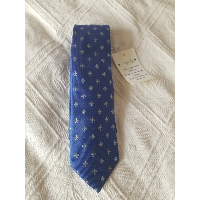 Cravate homme en soie motifs fleurs de lys