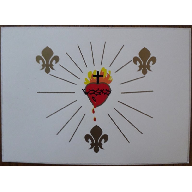 Autocollant drapeau Sacré Coeur Lys de France