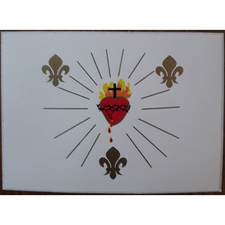 Autocollant drapeau Sacré Coeur Lys de France
