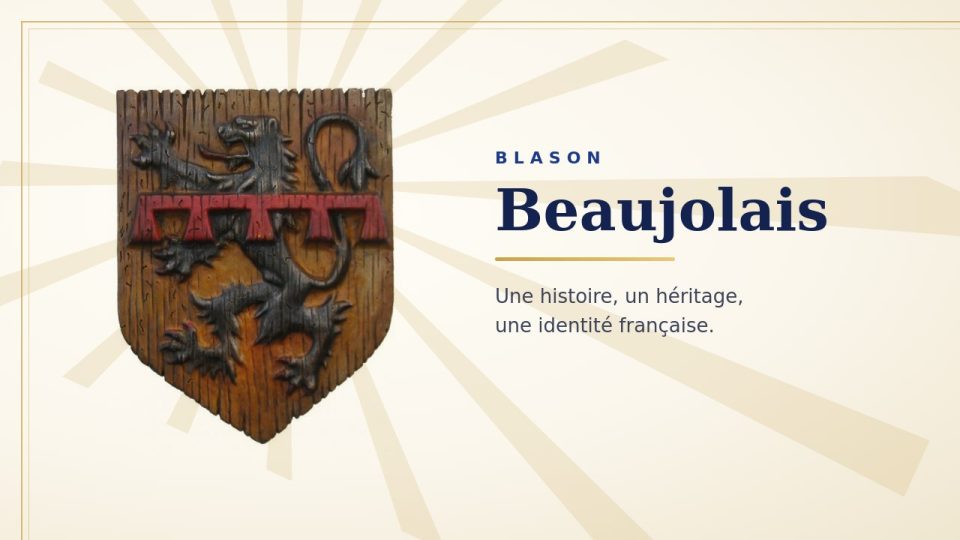 Blason du Beaujolais : lion noir sur fond d’or, surmonté d’un lambel rouge