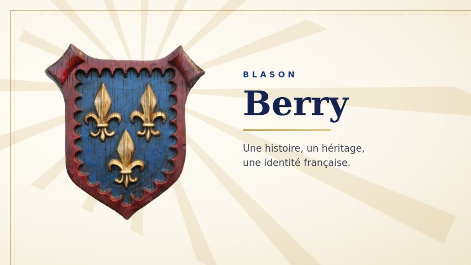 Blason du Berry : champ bleu à trois fleurs de lis d'or, entouré d'une bordure rouge aux bords en creux