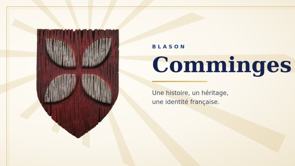 Blason du Comminges : écu rouge chargé de quatre pétales d'argent disposés en croix