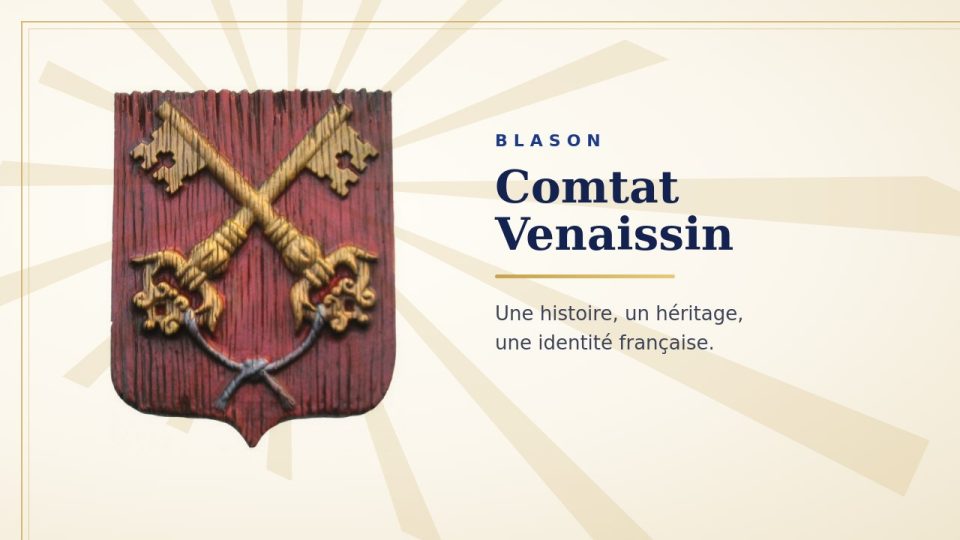 Blason du Comtat Venaissin : deux clés d’or croisées en sautoir, liées par un cordon, sur fond rouge