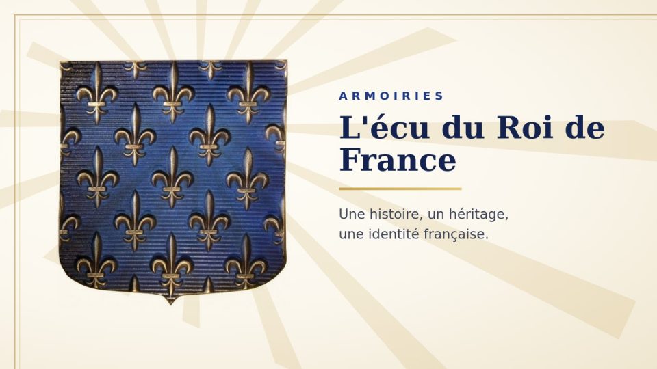 Écu du roi de France : champ bleu semé de fleurs de lis d’or, disposées en quinconce