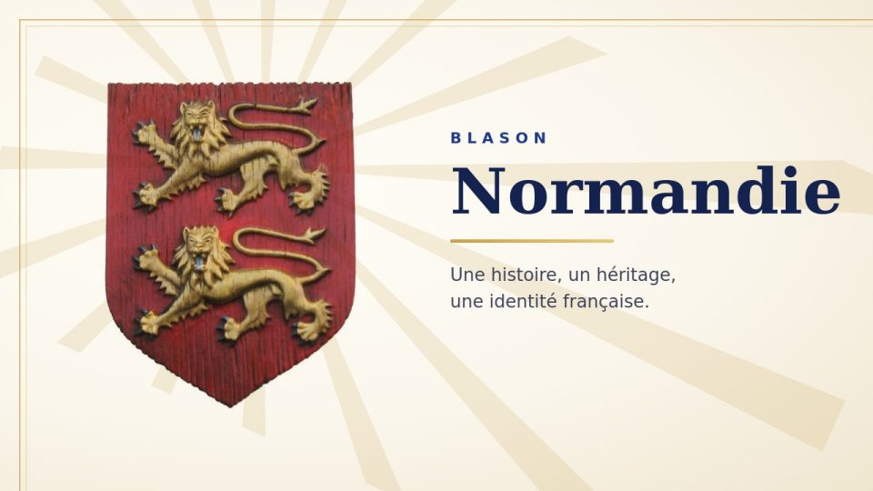 Blason de la Normandie : écu rouge portant deux léopards d’or l’un au-dessus de l’autre