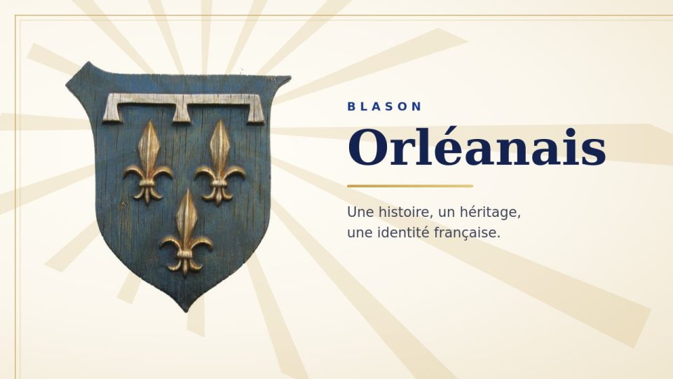 Blason de l’Orléanais : trois fleurs de lys d’or sur fond bleu, surmontées d’un lambel d’argent
