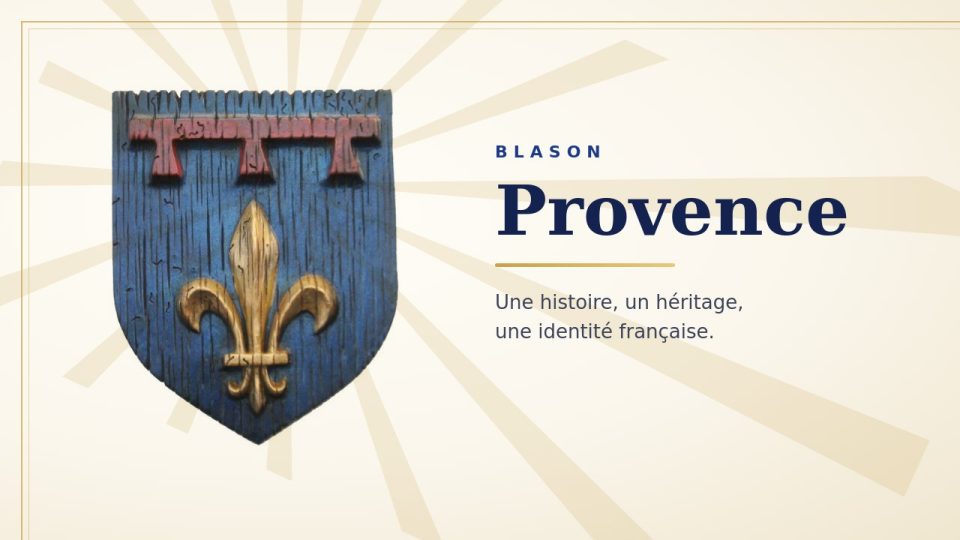 Blason de la Provence : fleur de lys d’or sur fond d’azur, surmontée d’un lambel rouge à trois pendants